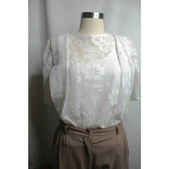 Vintage 80s/90s Reworked White Lace Pleated Top - Picture 2 of 8